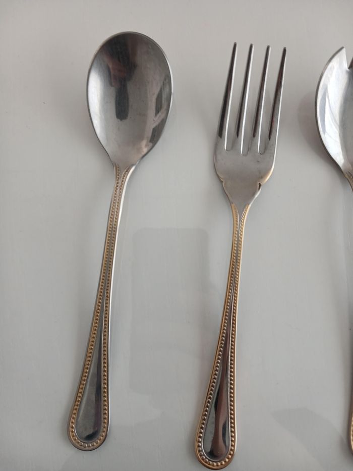Ménagère de service 7 pièces - Inox 1810 Italie - Finition Dorée - photo numéro 3