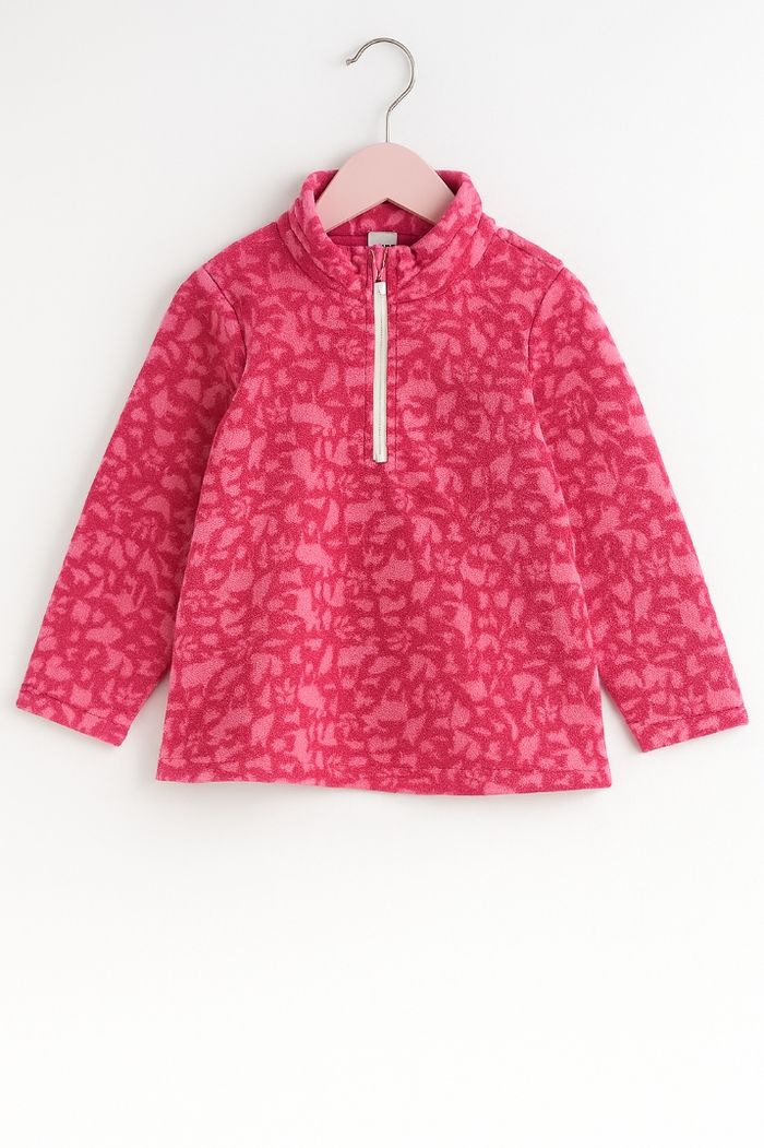 Pull polaire rose à motifs pour fille 4 ans, 98-104 cm, Quechua, parfait état !