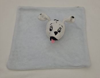 Doudou chien Dalmatien grelot carre plat bleu ciel - Disney