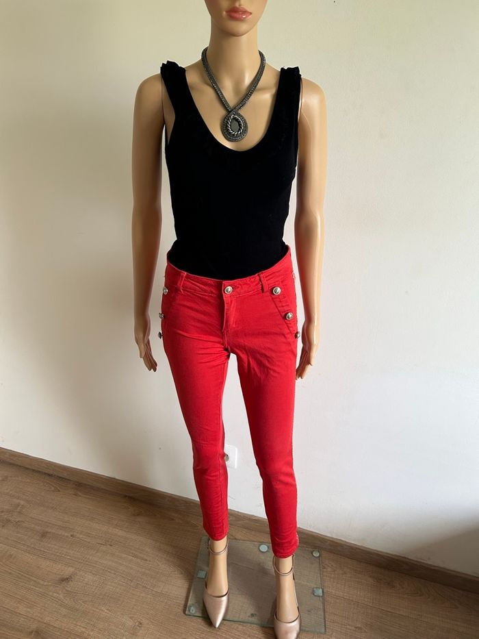 Pantalon rouge et doré Morgan taille 36 TBE - photo numéro 3