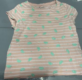 Tee-shirt T 6 ans Vert Baudet rose à rayures blanches