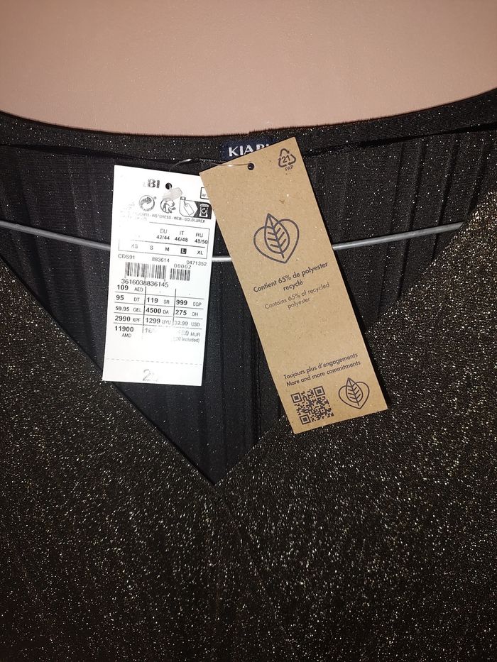 ✨ Robe noire à paillettes dorées – Kiabi – Taille L – NEUVE ✨ - photo numéro 4
