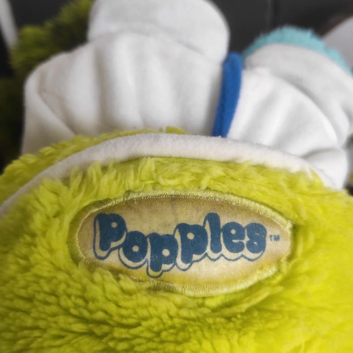Peluche Popples ball de tennis année 1987 Mattel jaune bleu blanc vintage ancien - photo numéro 4