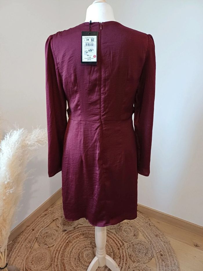 Robe Bordeaux fluide asymétrique neuve Mohito taille S 36 - photo numéro 7