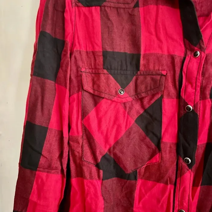 Chemise bûcheron à carreaux rouges et noirs Stradivarius L manches longues, 100% coton V V034 - photo numéro 6