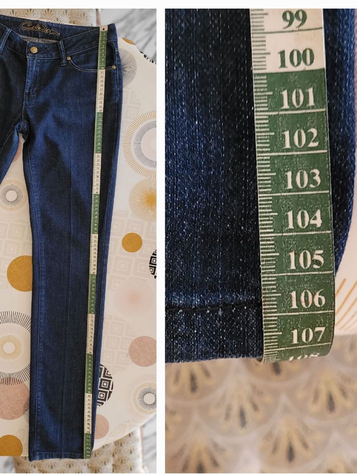 Corleone  Couture Jean TFr38-Coupe Ajustée & Mid Rise-Bleu Denim Brut aux Reflets dorés en TBE - photo numéro 9