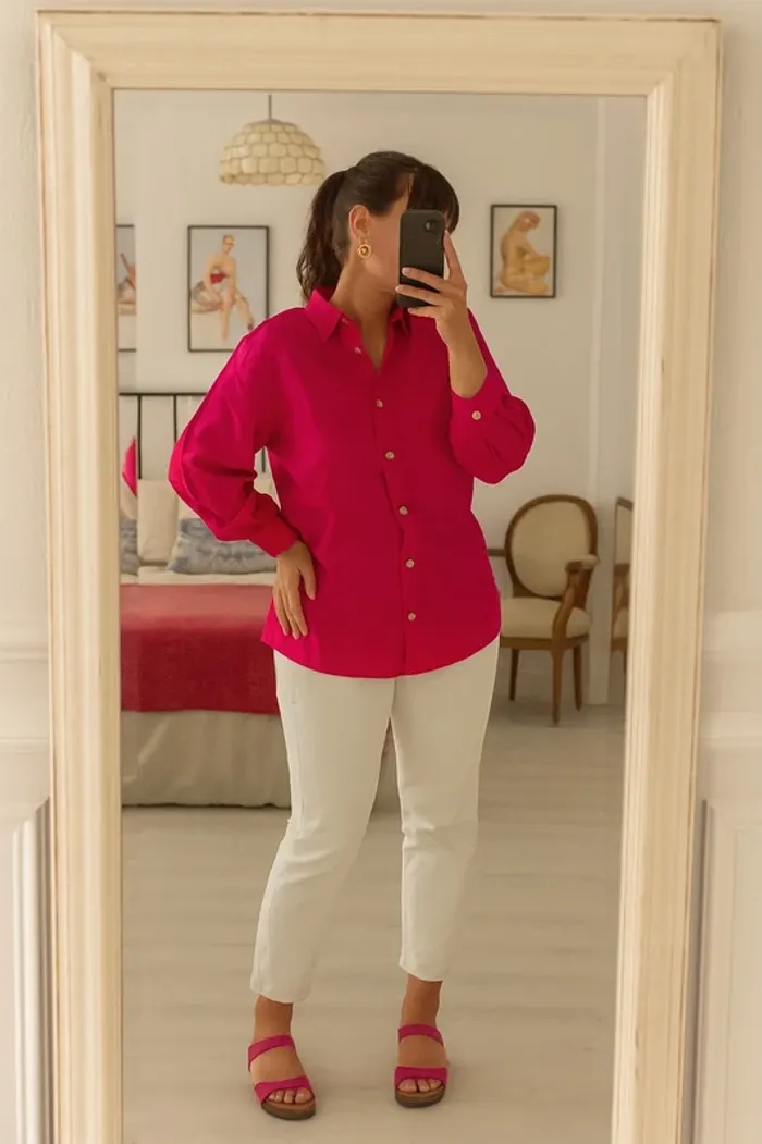 Chemisier vintage rose fushia neuf taille 34/36