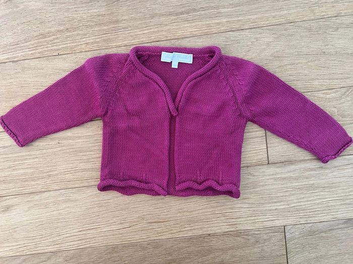 Gilet tartine et chocolat 6 mois fuschia et violet très bon état