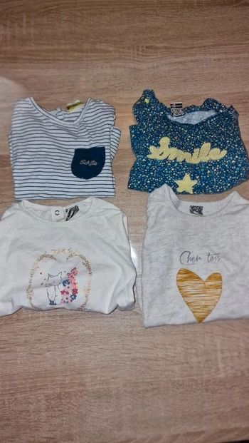 Lot 4 tshirt manches longues 12 mois