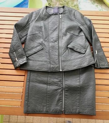 Mango violetta tailleur imitation cuir vert/kaki taille L = 44