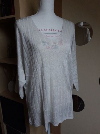 Pull tunique fin écru torsadé neuf