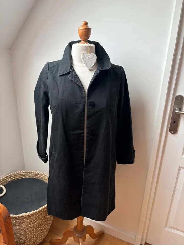 Trench 100% coton noir intérieur léopard - Modèle Koala - Maje - modèle koala- T38 - photo numéro 3