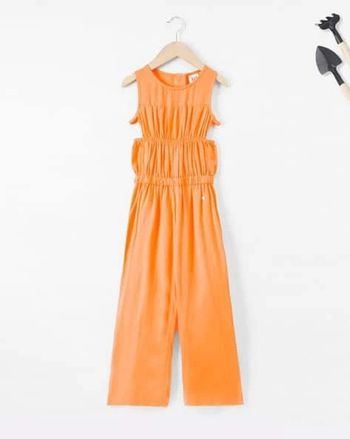 Combinaison Zara  d’été pantalon orange en lin fille été 11-12 ans 11 12 jambes larges