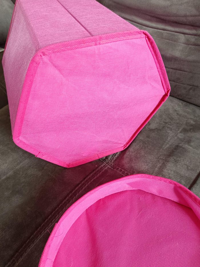 Coffre de rangement en tissu pliable princesses rose - photo numéro 4