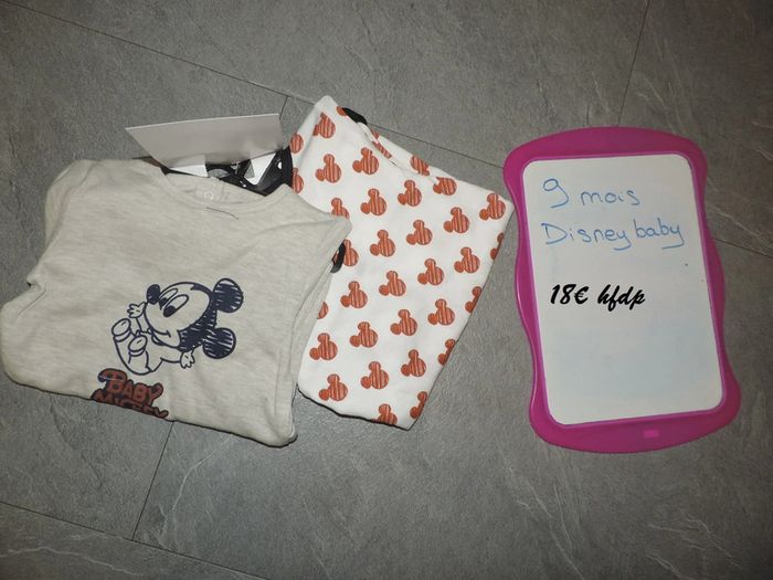 lot de 2 pyjamas mickey disney baby taille 9 mois neuf