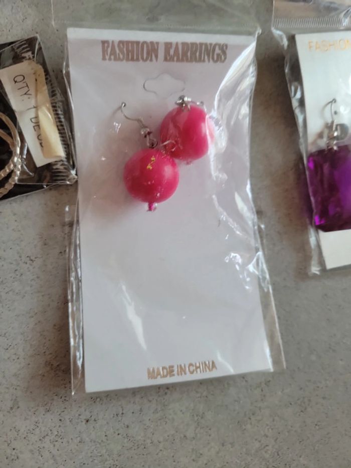 Lot bijoux boucles d'oreilles pendentif perle créole - photo numéro 6