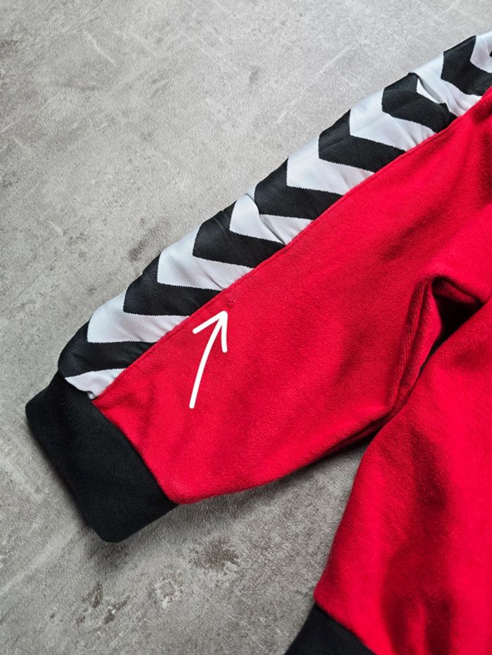 Sweat Hummel Rouge Vintage 90s col camioneur full zip Sportwear Unisexe Chevron Rétro taille L - photo numéro 3