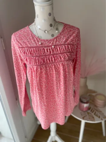 T-shirt manches longues Rose fleuri 36