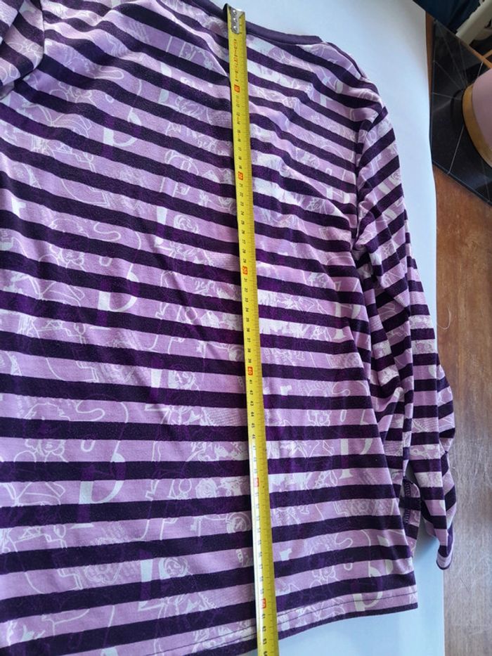 Tee shirt rayé imprimé manche longue.gue col V Yeshini taille L - photo numéro 9