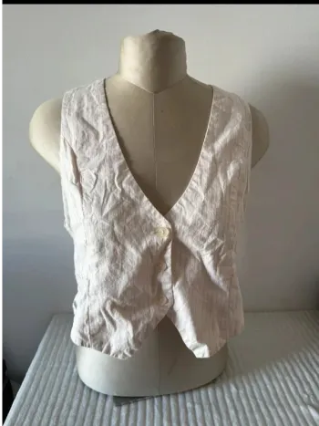 Gilet sans manches rayé LPB (Les P'tites Bombes) - Taille L - Lin & Coton