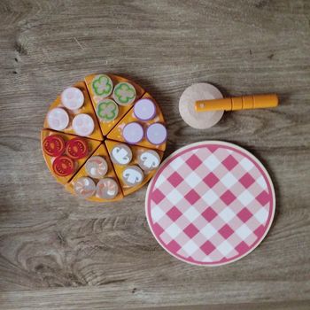 🌟 Lot plateau pizza roulette à pizza et ses aliments en bois 💖