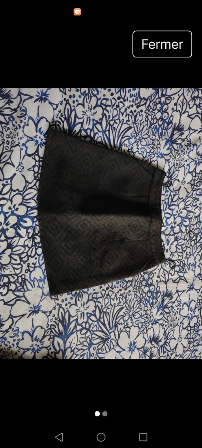 Jupe tweed gris noir only