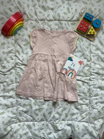 robe manches courtes rose à pois blanc vertbaudet 24 mois