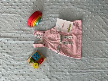 robe salopette rose ceinture en tissu 12 mois mots d'enfants