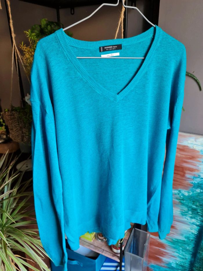 Pull col V en lin Mango