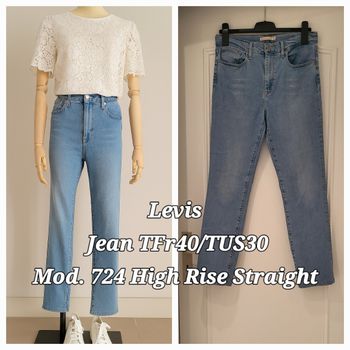 Levis Jean TFr40/TUS30-Modèle 724 High Rise Straight-Bleu-Coupe Droite & Taille Haute en TBE