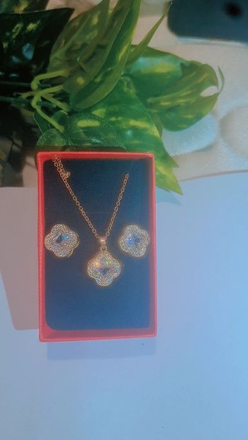 Parure bijoux acier inoxydable trèfle