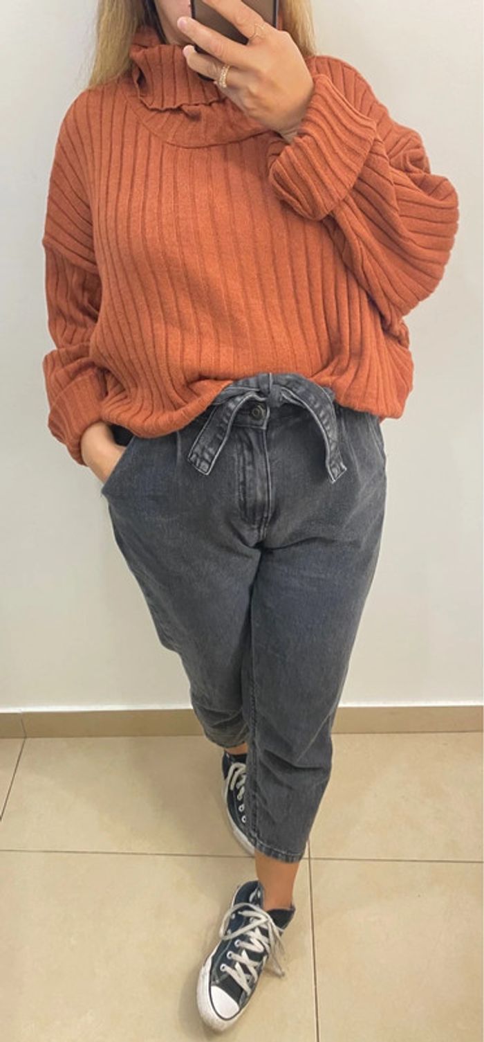 Superbe Pull Col Marron Taille 48-50 - photo numéro 2