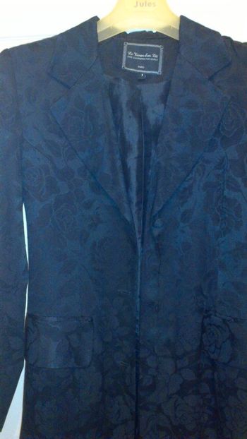 🌹Veste longue noir imprimé fleuri noir de haute couture