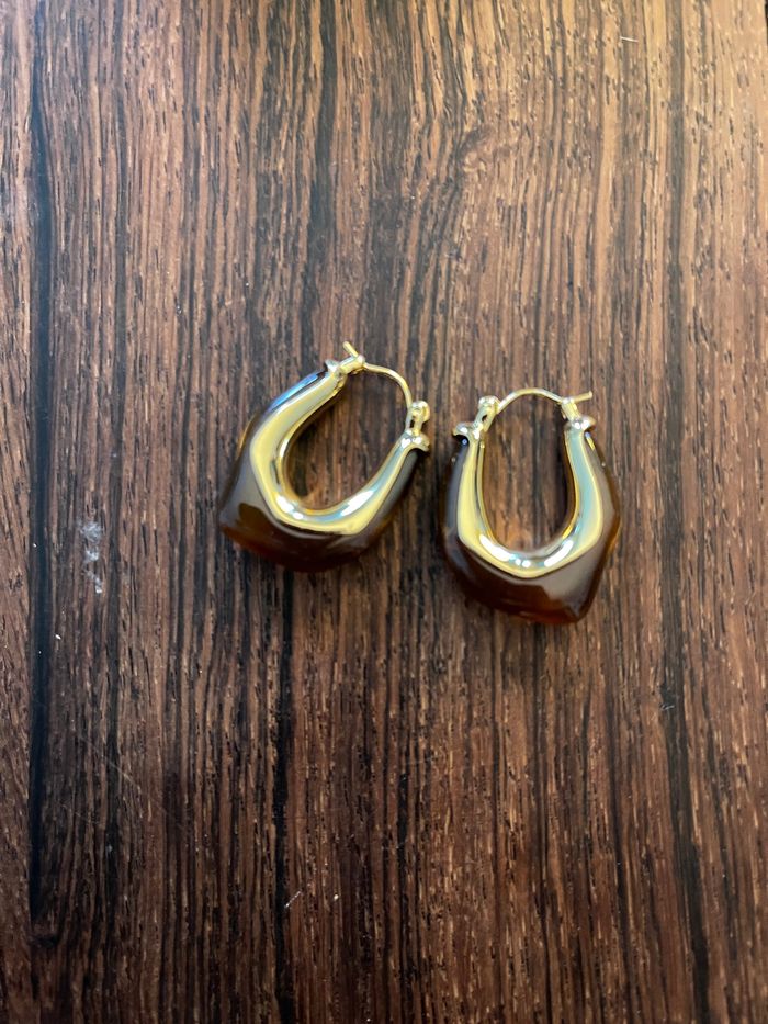 boucles d’oreilles ambre et doré - photo numéro 4