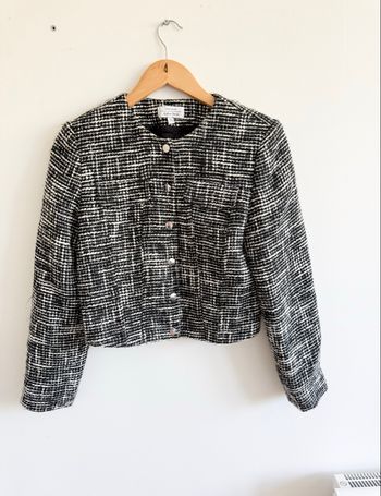 Veste courtes tailleur chiné blanc & noir - Paris Atelier taille 32 XXS - comme neuf 