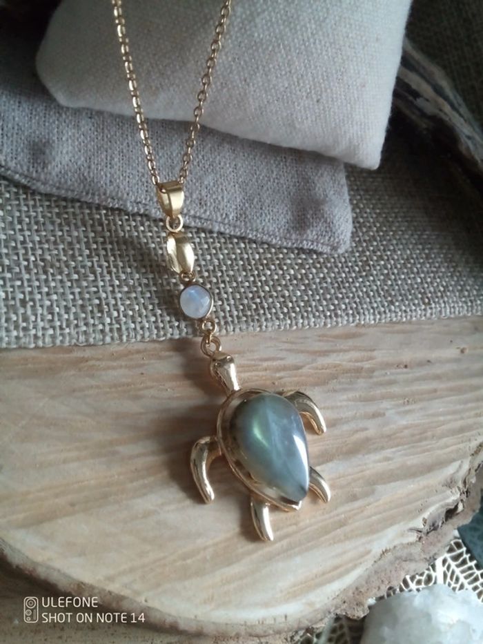 Collier tortue en pierres semi précieuses - photo numéro 3