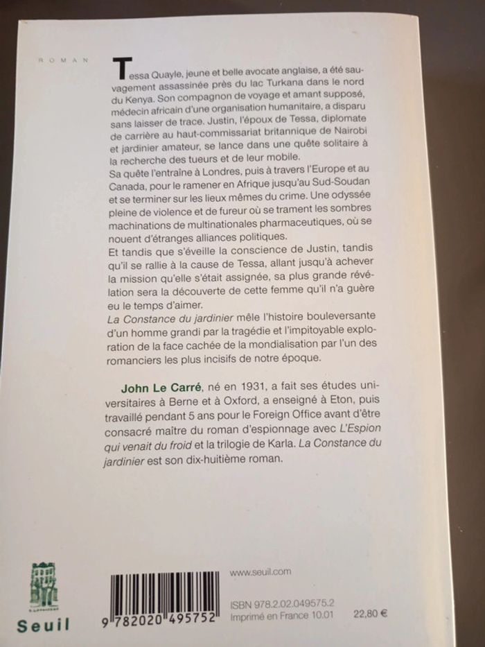 Livre La constance du jardinier - photo numéro 3