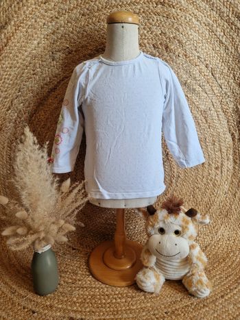 Haut a manche longue blanc à pois fille orchestra 23 mois 86cm