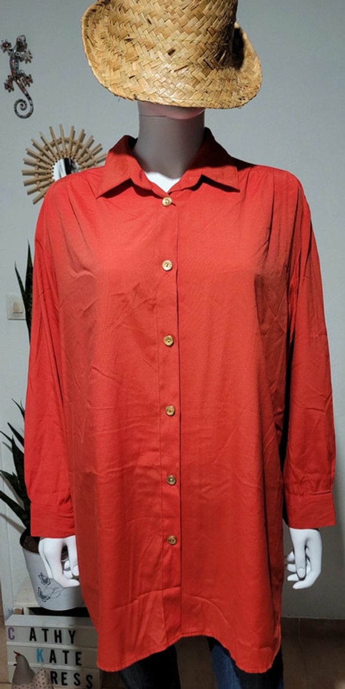 Chemise longue rouge