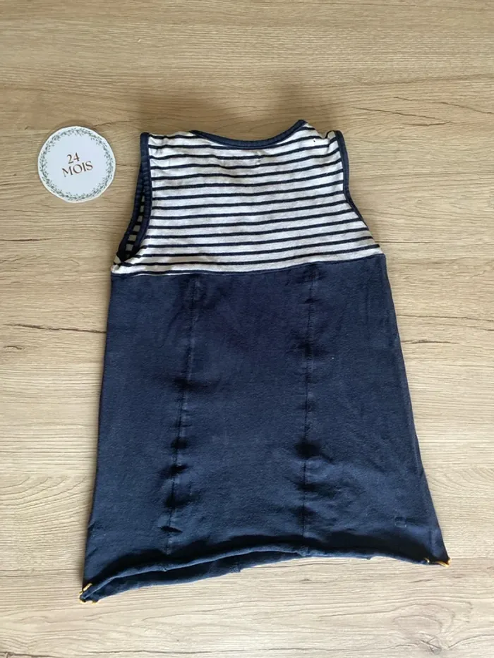 Robe bleu marine rayé mi-saison épaisse sans manche bébé fille 2 ans Terre de Marins - photo numéro 4