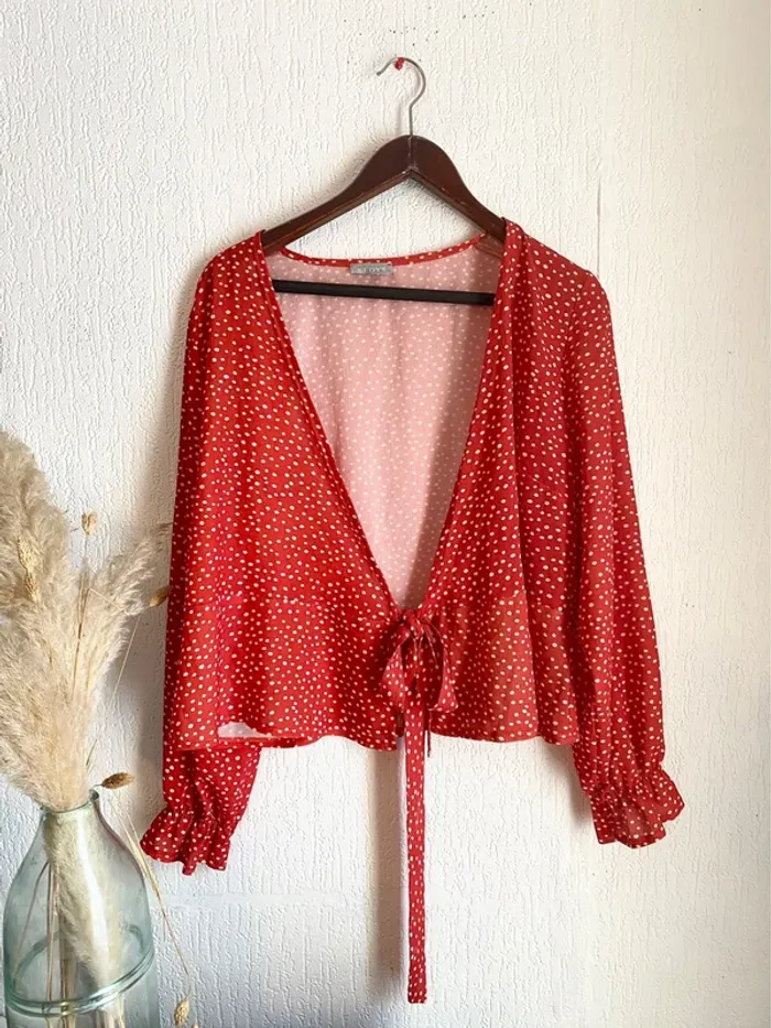 Top femme rouge à poids blanc eldys taille xxl 44