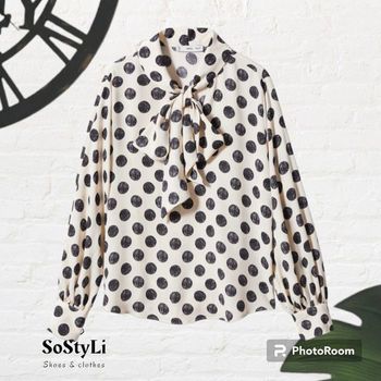Blouse à pois à nouer Mango Taille XS