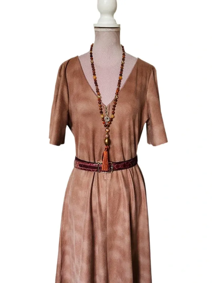 🧡🍁Robe automnale suédine bohème chic L/40 Suede-effect Boho dress🍁🧡 - photo numéro 6