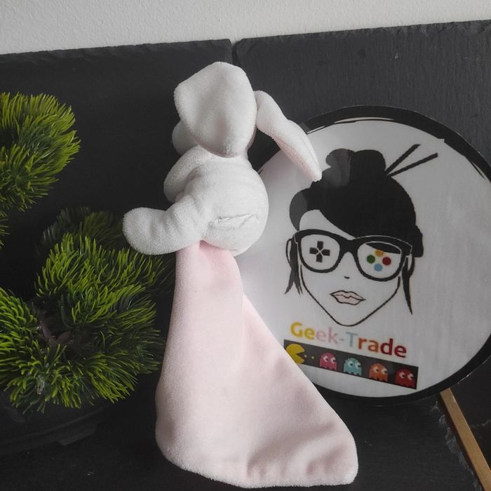 Doudou et compagnie lapin blanc rose noeud mouchoir Dc3337 Boîte Fleur #geektradedoudou - photo numéro 2