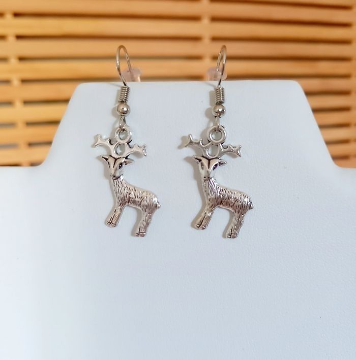 Boucles d'oreilles argentées rennes de Noël