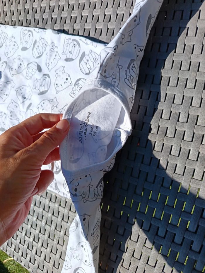 Combinaison pyjama grenouillère sans pied bébé 3 mois 59 cm du pareil au même - photo numéro 10