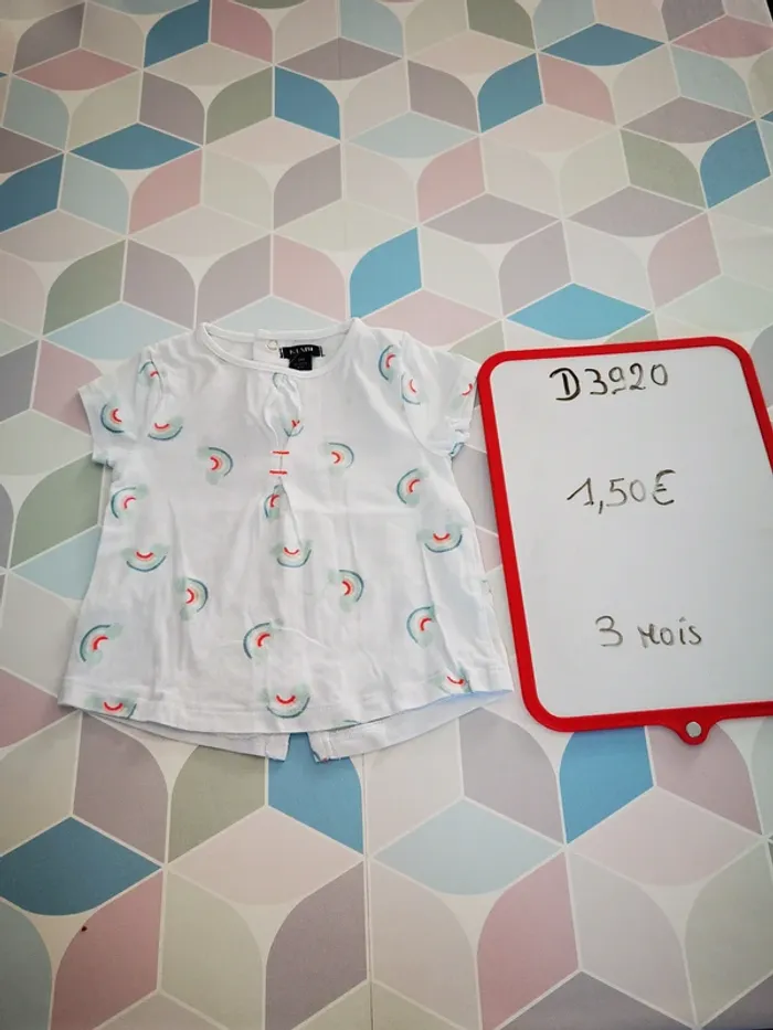 D3920 - Tee-shirt fille 3 mois - photo numéro 3