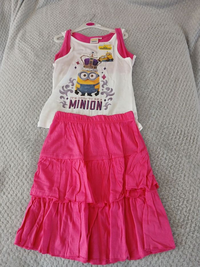 Ensemble jupe et tee shirt rose 8 ans - photo numéro 2