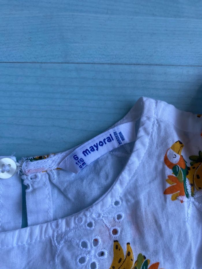 Top blanc broderie et perroquets mayoral 6 ans - photo numéro 2