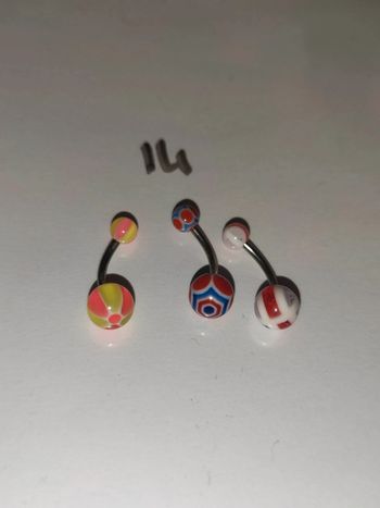 Lot de 3 piercings nombril acier chirurgical et acrylique